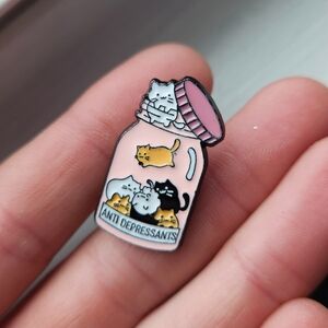 3/$12 Kitten Enamel "Antidepressants" Pin - Humor Cute Cat-lover joy Novelty
